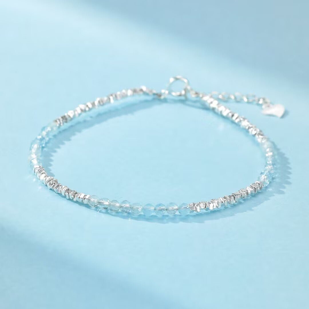 Bracelet Aigue-marine Argent 925 - Bijou Sérénité Brume Matinale - Biloria
