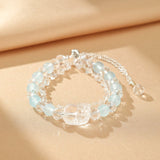 Bracelet Aigue-marine Cristal de Roche ajustable fait main - Biloria