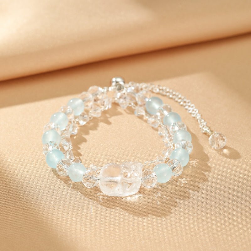 Bracelet Aigue-marine Cristal de Roche ajustable fait main - Biloria