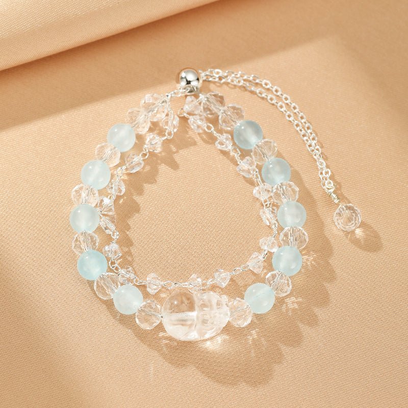 Bracelet Aigue-marine Cristal de Roche ajustable fait main - Biloria