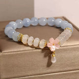 Bracelet Aigue-Marine et Agate Blanche avec Goutte d'Eau - Biloria
