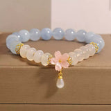 Bracelet Aigue-Marine et Agate Blanche avec Goutte d'Eau - Biloria