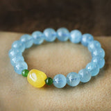 Bracelet Aigue Marine et Ambre – Sérénité Océanique - Biloria