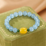 Bracelet Aigue Marine et Ambre – Sérénité Océanique - Biloria