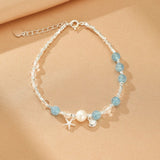 Bracelet Aigue-Marine et Perle Argent S925 - Harmonie Marine - Biloria