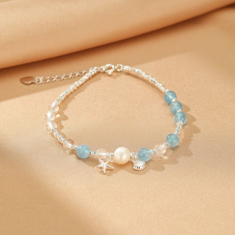 Bracelet Aigue-Marine et Perle Argent S925 - Harmonie Marine - Biloria