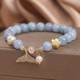 Bracelet Aigue Marine et Perle Queue de Poisson – Calme Océan - Biloria