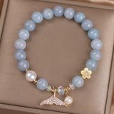 Bracelet Aigue Marine et Perle Queue de Poisson – Calme Océan - Biloria