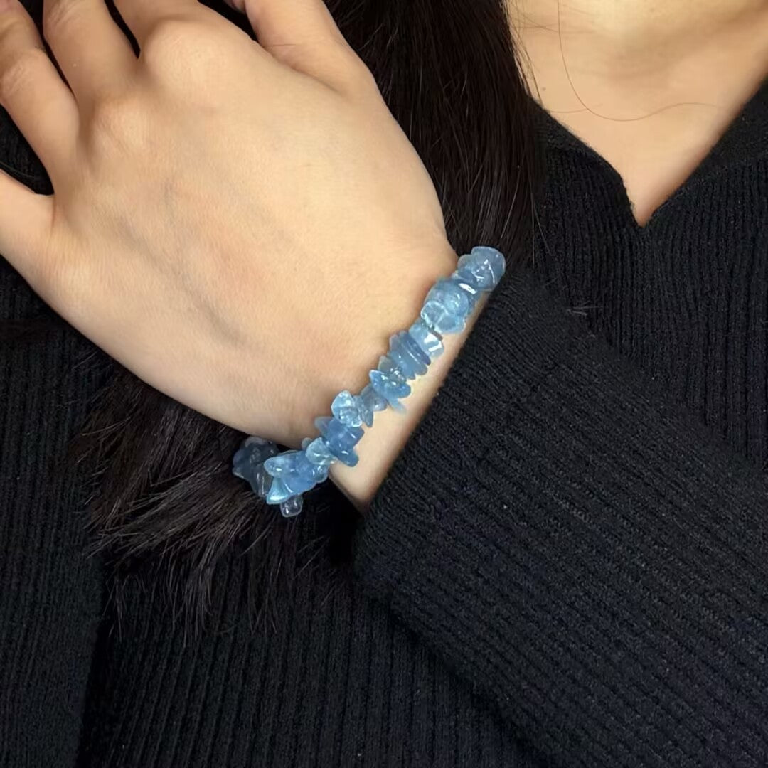 Bracelet Aigue Marine Laiton Doré – Pierre Naturelle - Biloria