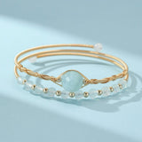 Bracelet Aigue Marine Laiton Plaqué Or 14K - Perle d'Océan - Biloria