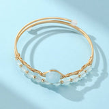 Bracelet Aigue Marine Laiton Plaqué Or 14K - Perle d'Océan - Biloria