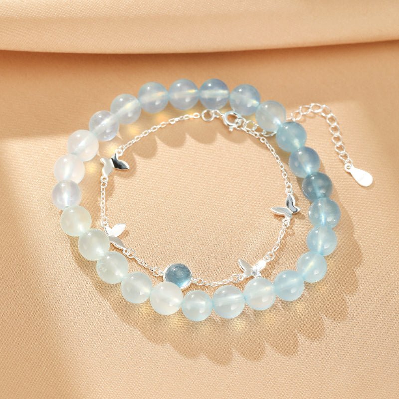 Bracelet Aigue-Marine Papillon d'Océan en Argent 925 - Biloria