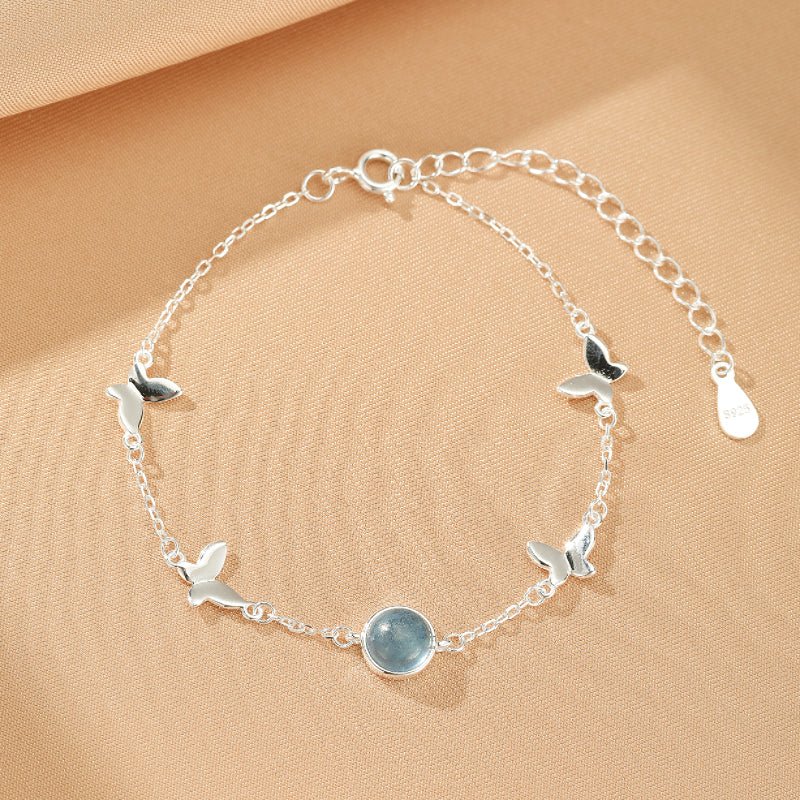 Bracelet Aigue-Marine Papillon d'Océan en Argent 925 - Biloria