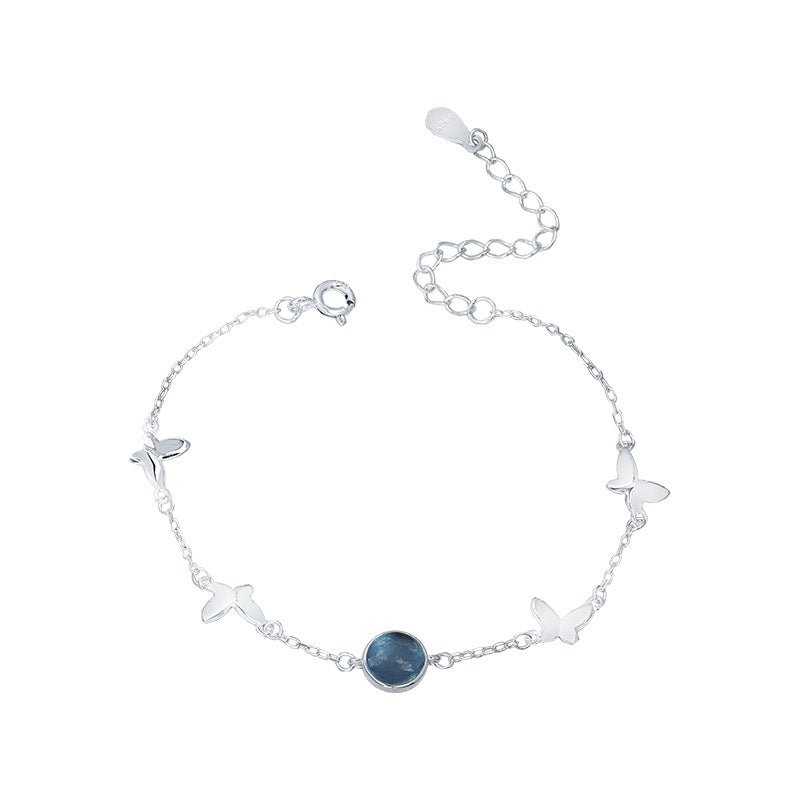 Bracelet Aigue-Marine Papillon d'Océan en Argent 925 - Biloria