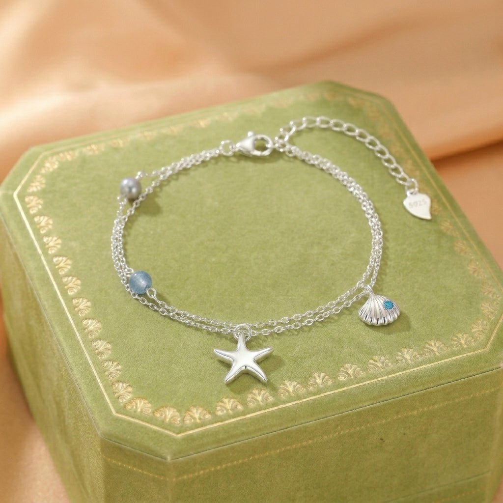 Bracelet Aigue-marine Perle Argent S925 Étoile des Mers - Biloria