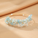 Bracelet Aigue-Marine Perle Laiton Plaqué Or 14K Ajustable - Biloria