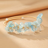 Bracelet Aigue-Marine Perle Laiton Plaqué Or 14K Ajustable - Biloria