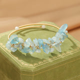 Bracelet Aigue-Marine Perle Laiton Plaqué Or 14K Ajustable - Biloria
