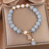 Bracelet Aigue-Marine Perle Poche Argent Abondance - Biloria