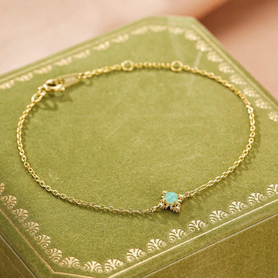 Bracelet Amazonite Croix Étoilée Argent Plaqué Or - Biloria