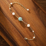 Bracelet Amazonite Perles Ajustable Spiritualité Sérénité - Biloria