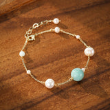 Bracelet Amazonite Perles Ajustable Spiritualité Sérénité - Biloria