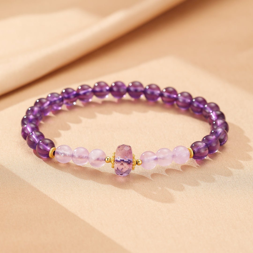 Bracelet Améthyste Apaisant – Fait Main en Argent Plaqué Or - Biloria