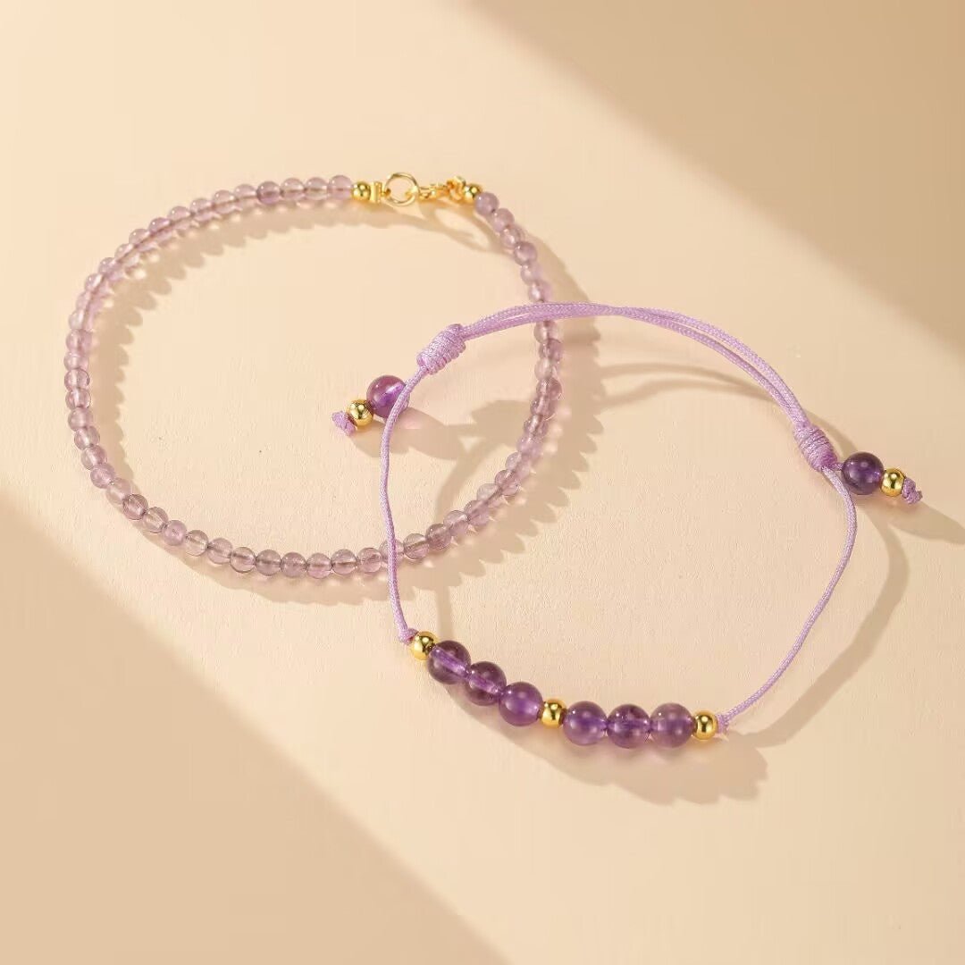 Bracelet Améthyste et Or 14K pour la Sérénité - Biloria