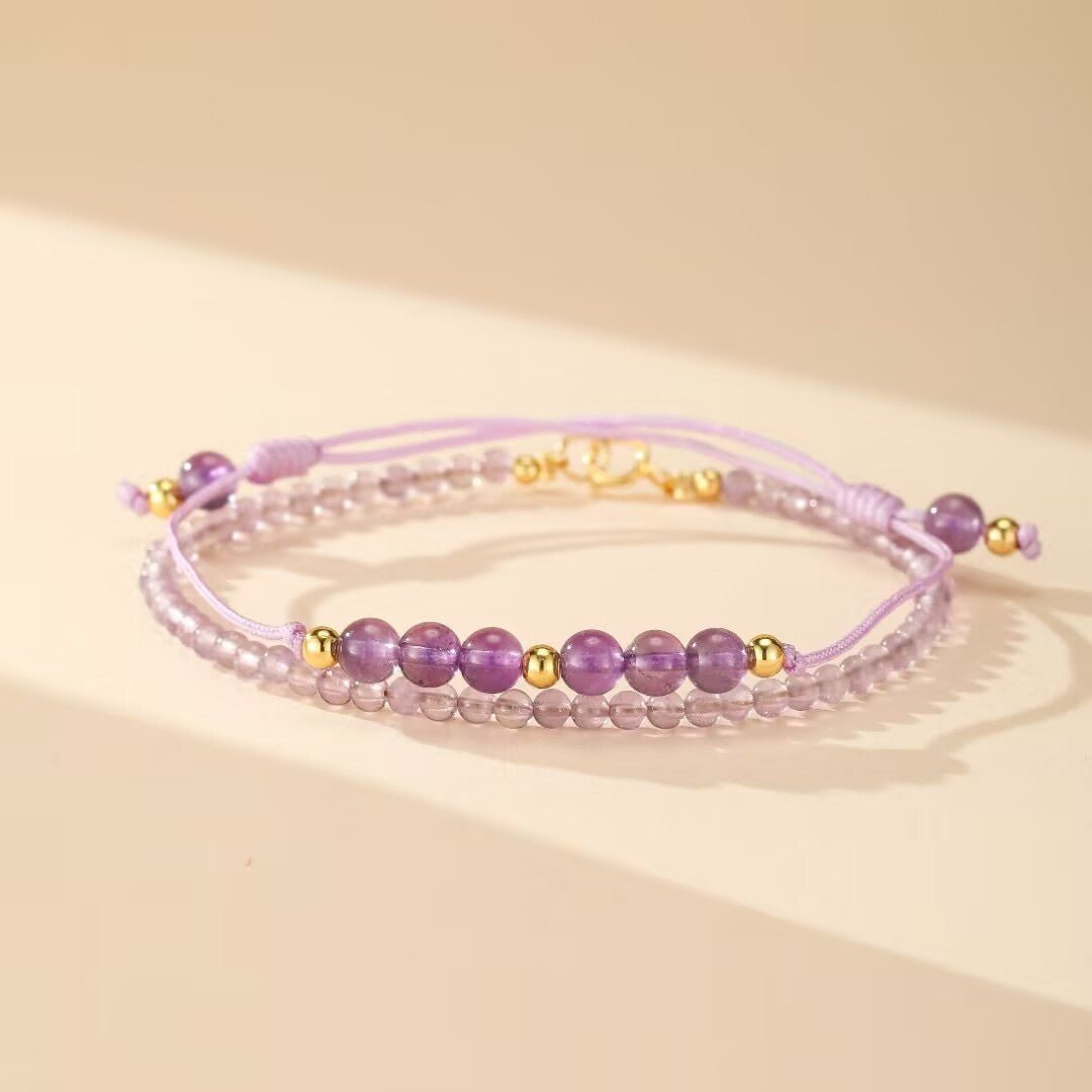 Bracelet Améthyste et Or 14K pour la Sérénité - Biloria