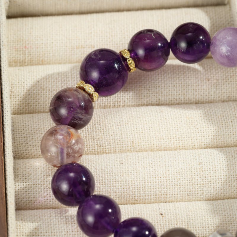 Bracelet Améthyste Laiton Plaqué Or – Sérénité et Élégance - Biloria