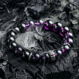 Bracelet Améthyste Obsidienne Argent Dragon Protection Sérénité - Biloria
