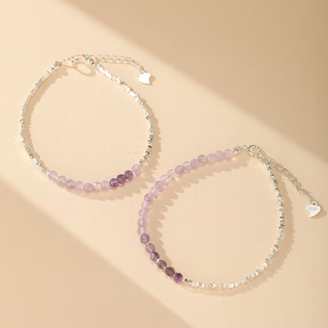 Bracelet Améthyste Ombres de Lavande Argent 925 Ajustable - Biloria