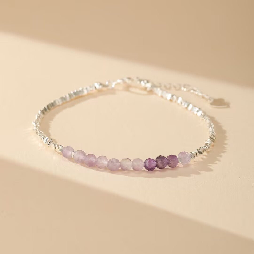 Bracelet Améthyste Ombres de Lavande Argent 925 Ajustable - Biloria