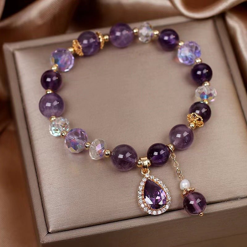 Bracelet Améthyste Quartz Clair 8mm Ajustable - Biloria