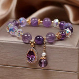 Bracelet Améthyste Quartz Clair 8mm Ajustable - Biloria