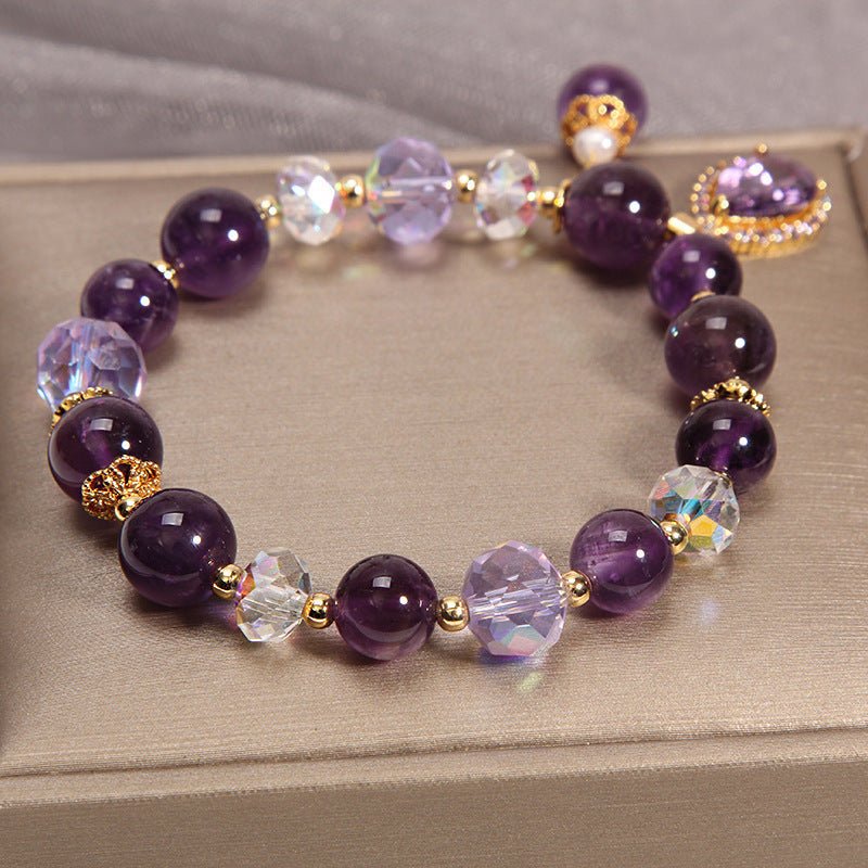 Bracelet Améthyste Quartz Clair 8mm Ajustable - Biloria