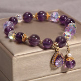 Bracelet Améthyste Quartz Clair 8mm Ajustable - Biloria