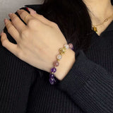 Bracelet Améthyste Quartz Fraise Ajustable 14-18 cm - Biloria