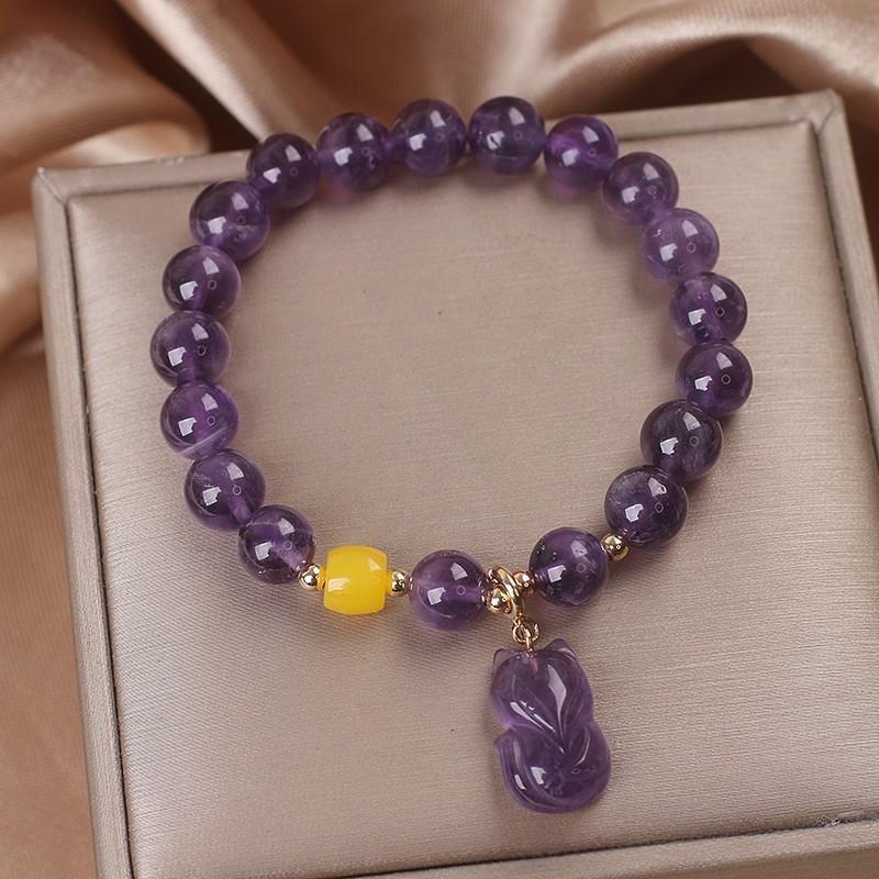 Bracelet Améthyste Renardeau pour Sérénité et Intuition - Biloria