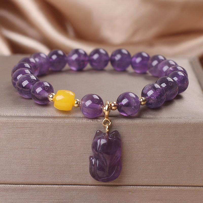 Bracelet Améthyste Renardeau pour Sérénité et Intuition - Biloria