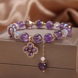 Bracelet Améthyste Trèfle Chance Scintillante - Biloria