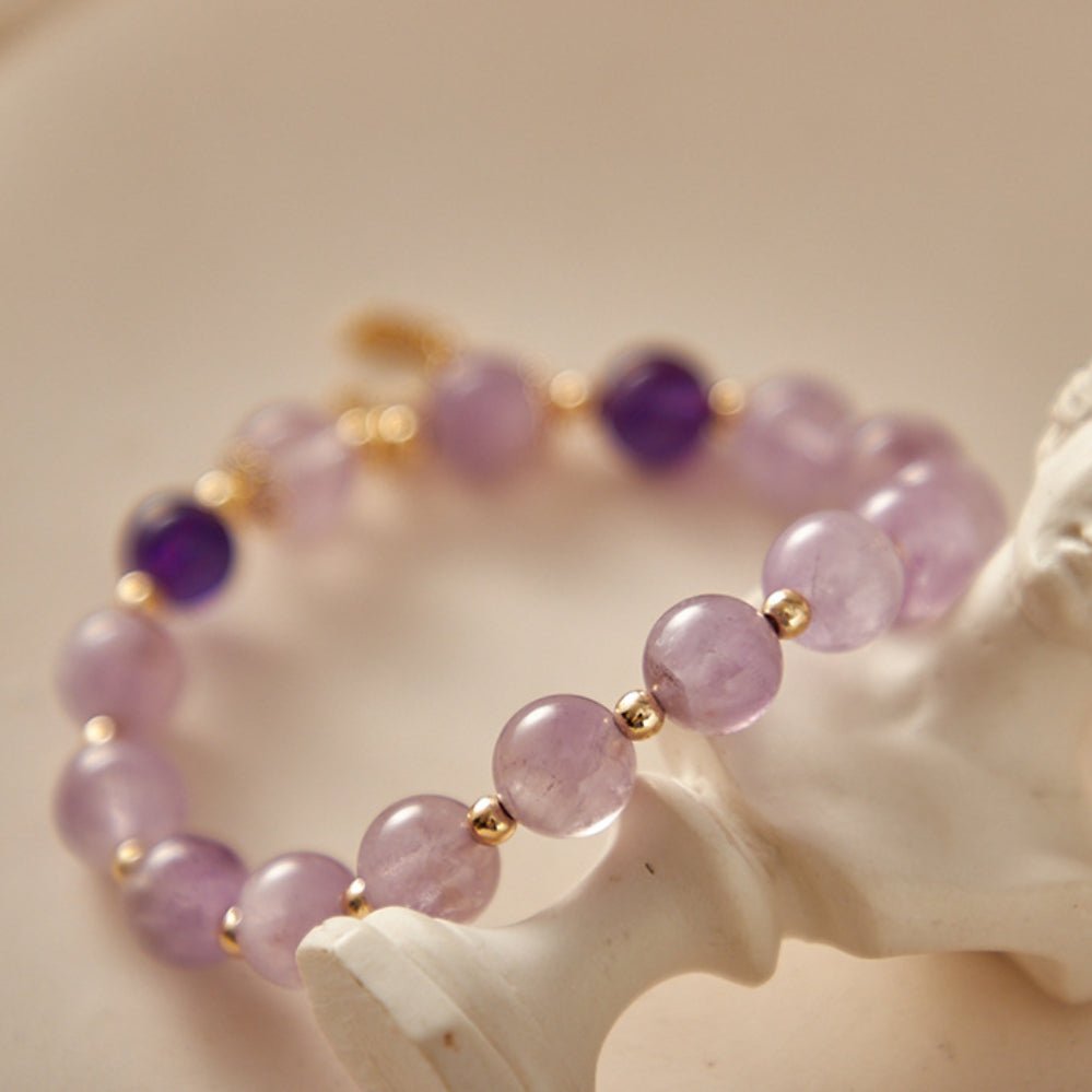 Bracelet Améthyste Uruguay Lune Dorée – Sérénité Zen - Biloria