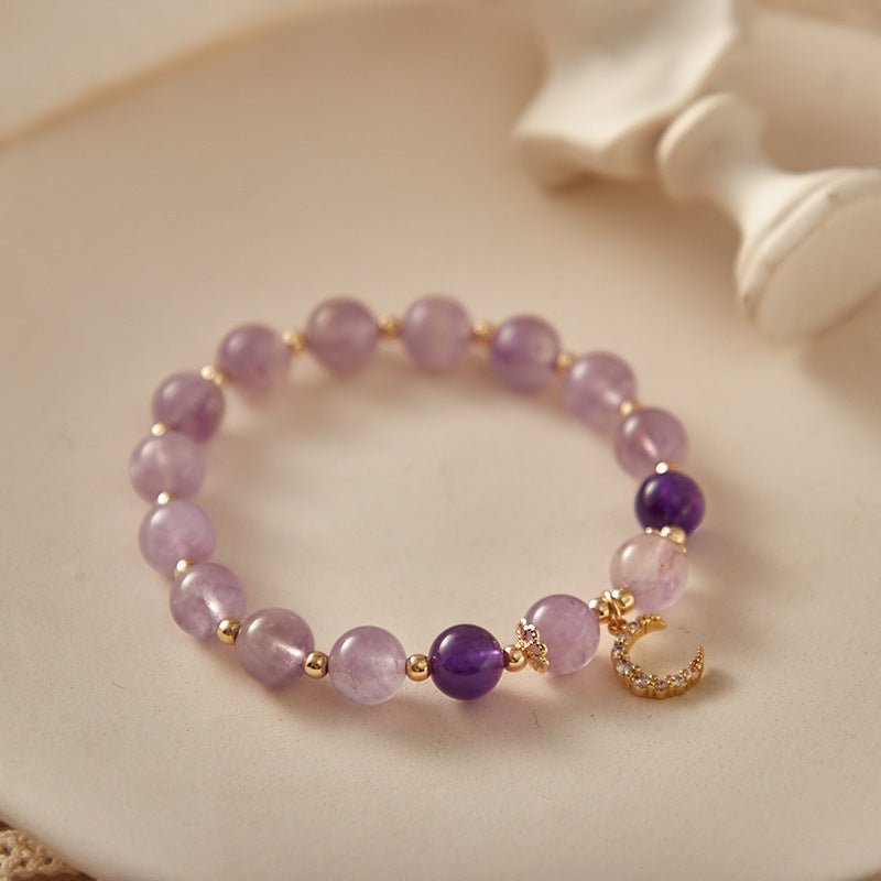 Bracelet Améthyste Uruguay Lune Dorée – Sérénité Zen - Biloria