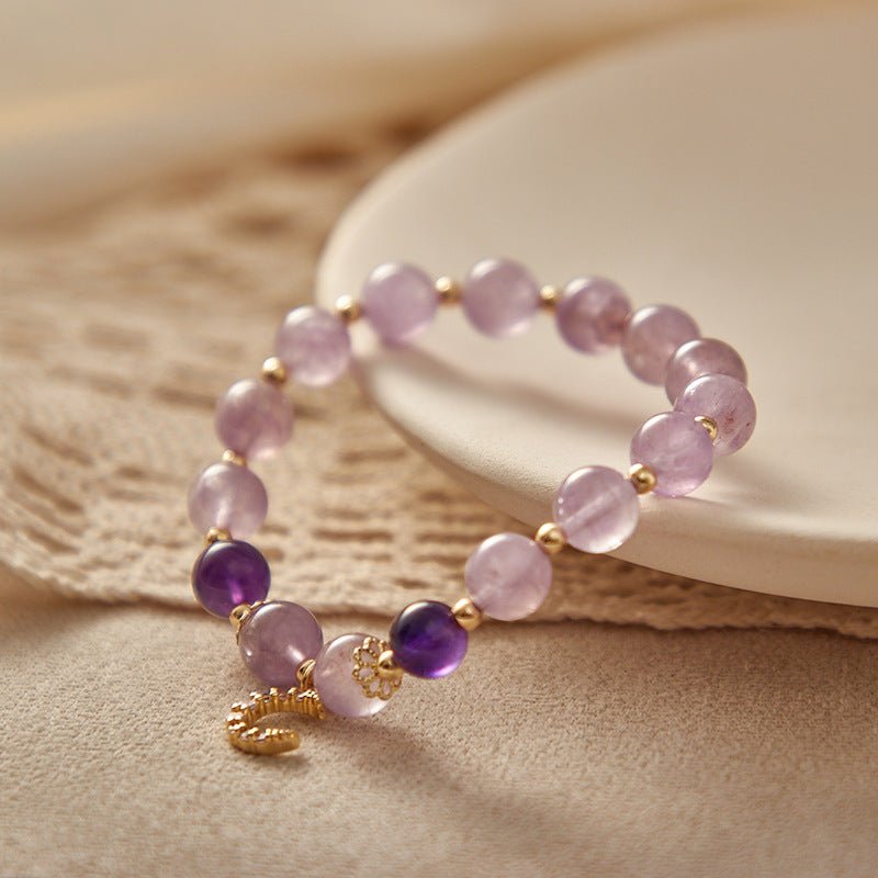 Bracelet Améthyste Uruguay Lune Dorée – Sérénité Zen - Biloria