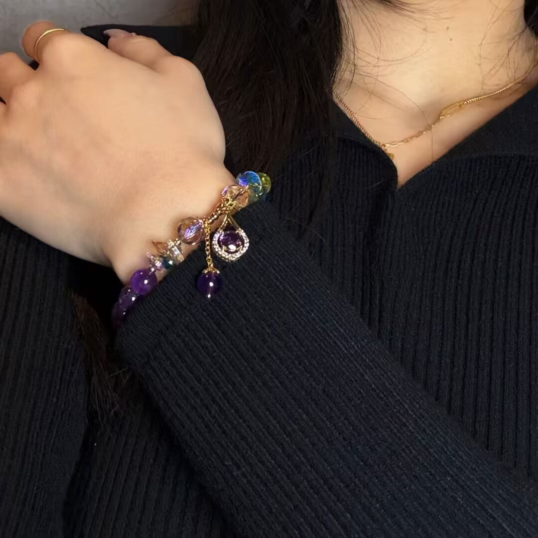 Bracelet Améthyste Zircon – Purification et Sérénité - Biloria