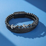 Bracelet Ancre Cuir et Pierre Naturelle pour Homme - Biloria