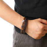 Bracelet Ancre Cuir et Pierre Naturelle pour Homme - Biloria