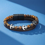 Bracelet Ancre Cuir et Pierre Naturelle pour Homme - Biloria