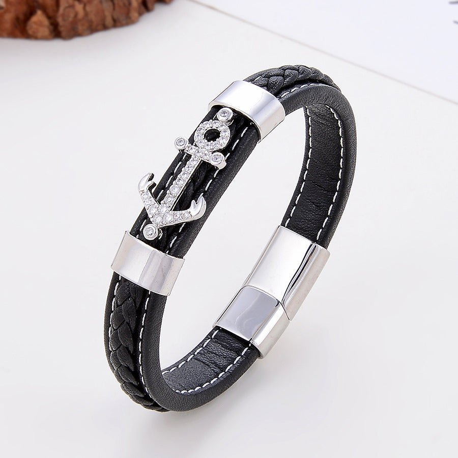 Bracelet Ancre Cuir Homme – Bijou Voyage Tendance Bureau - Biloria