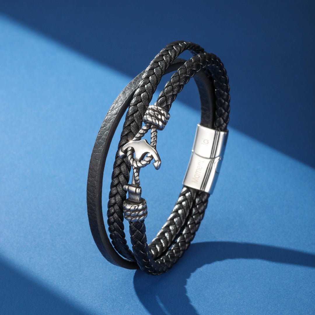 Bracelet Ancre Cuir Homme – Symbole d'Ancrage et Stabilité - Biloria